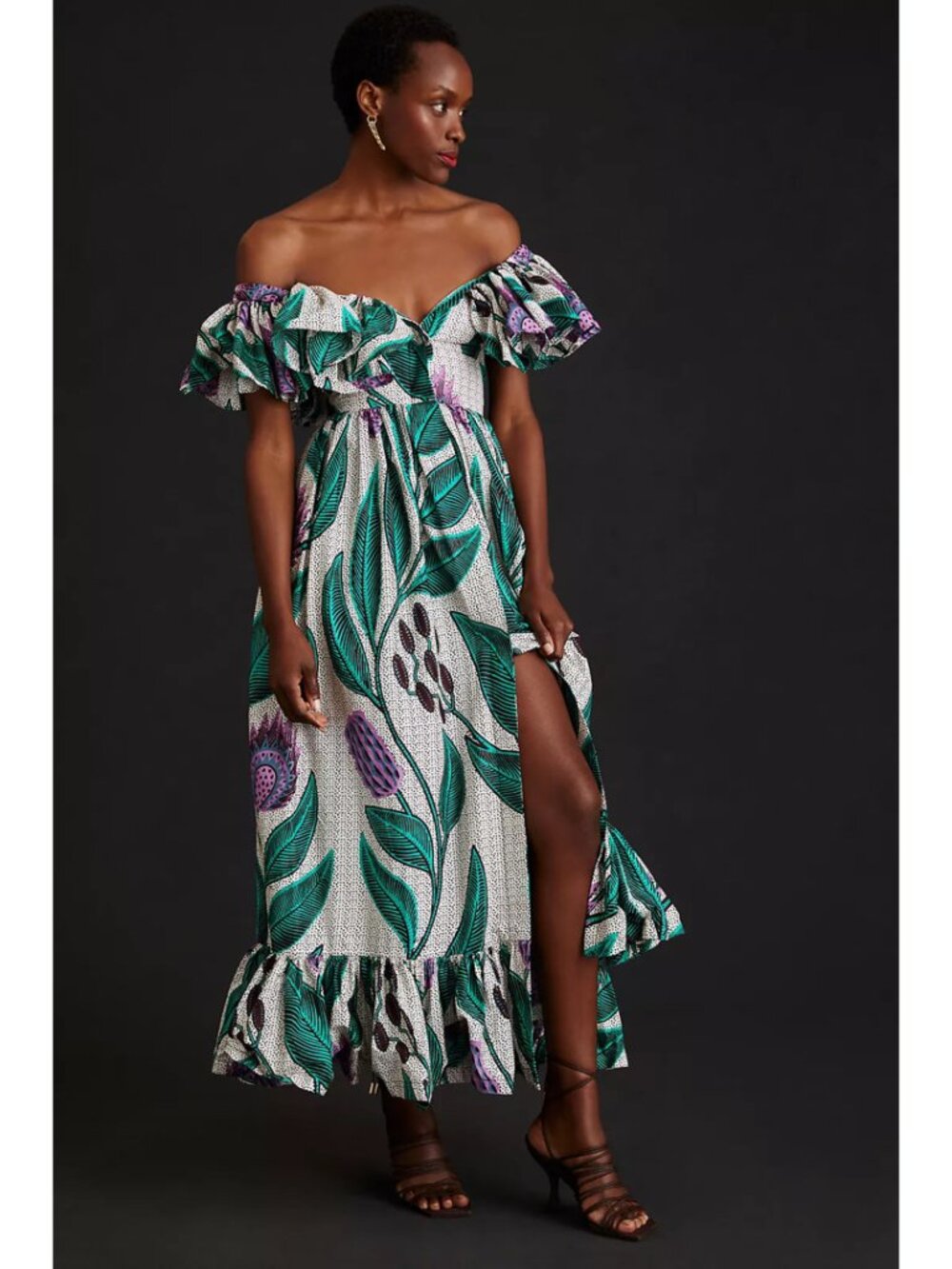 SIKA x Anthropologie Off-The-Shoulder Printed Maxi Dress